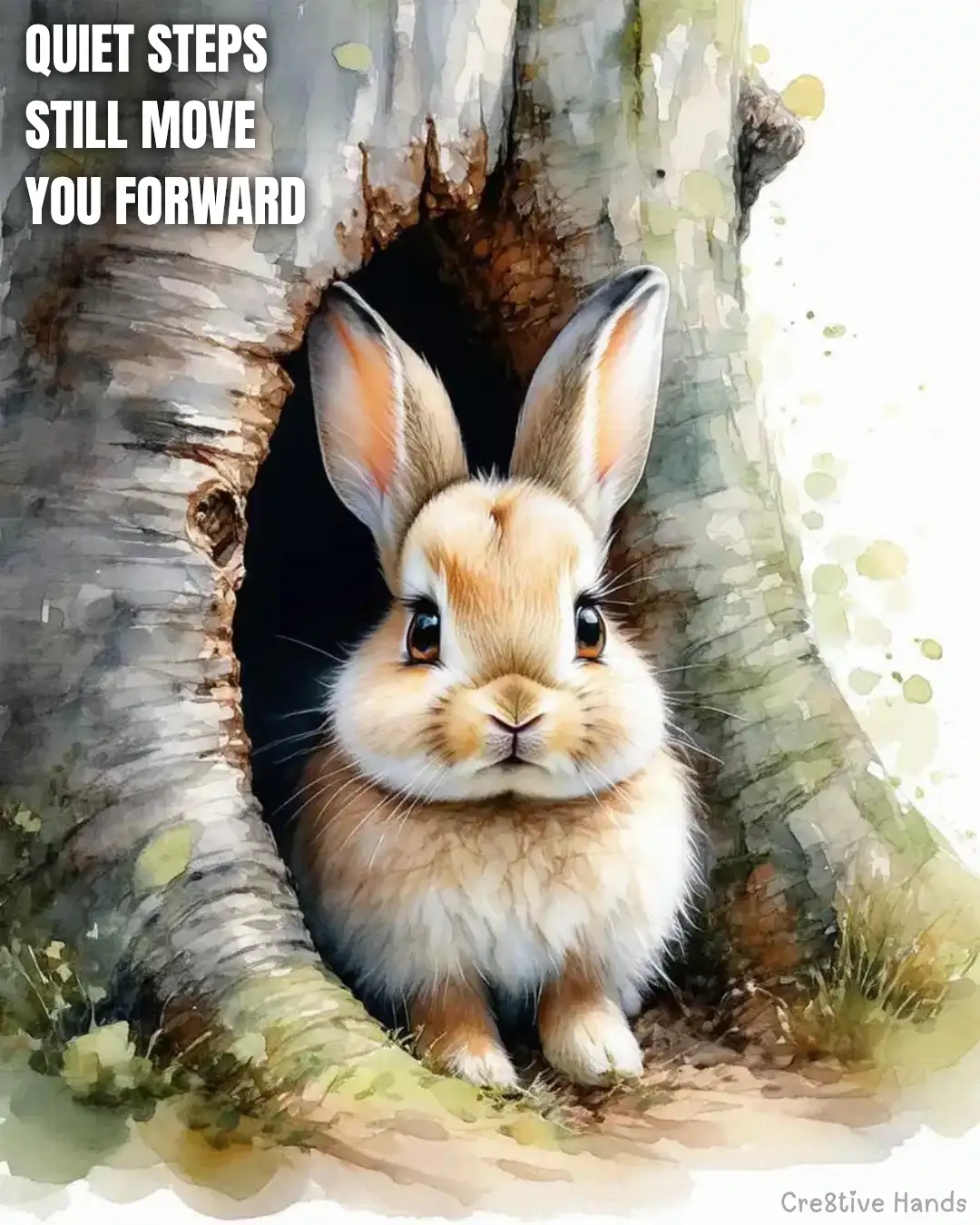 Quiet Steps Still Move You Forward – Motivational Rabbit Poster — Preview